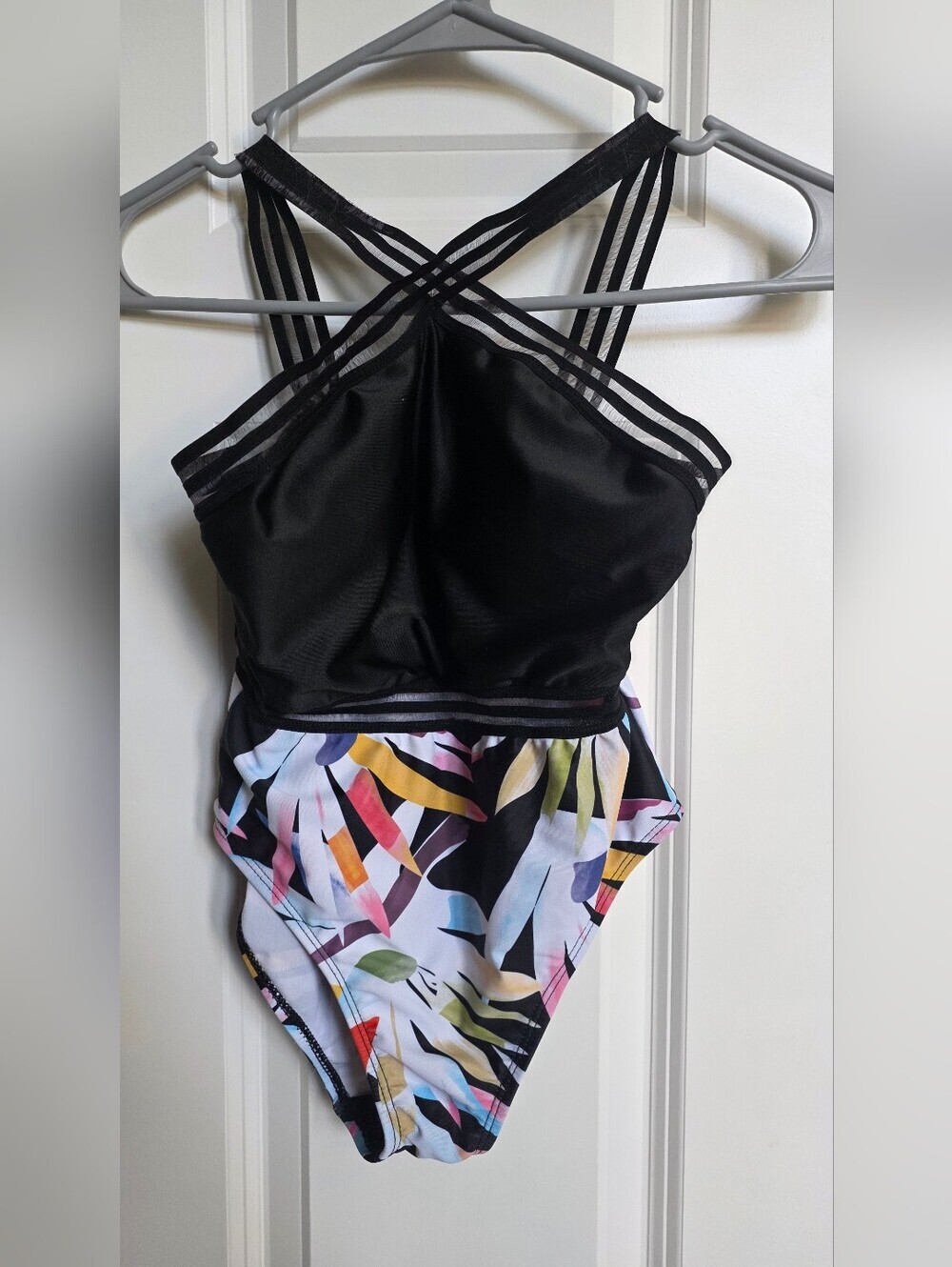 Girls Tropical Mesh Strap One Piece Swimsuit Size 10Y